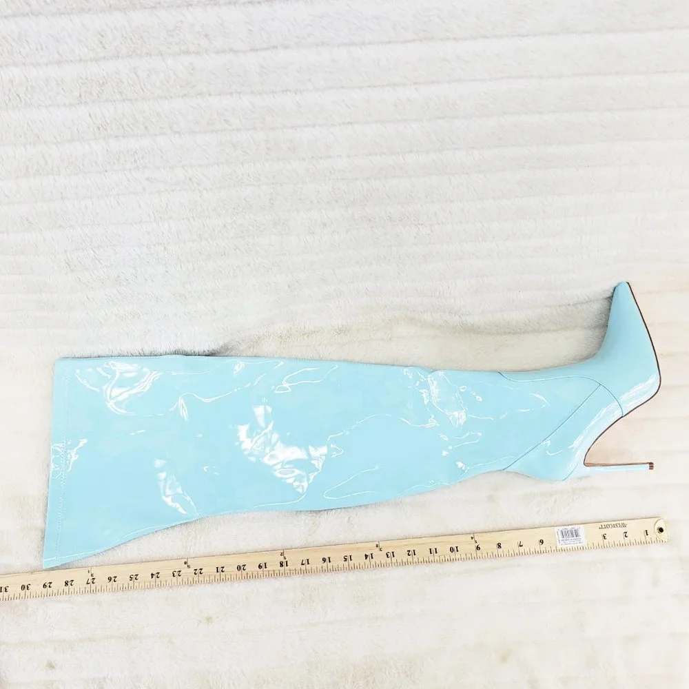 Cape Robbin Patent Over-the-Knee Boots in Light Blue